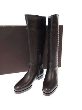 Bottega Veneta Intrecciato Leather Long Boots Brown 36